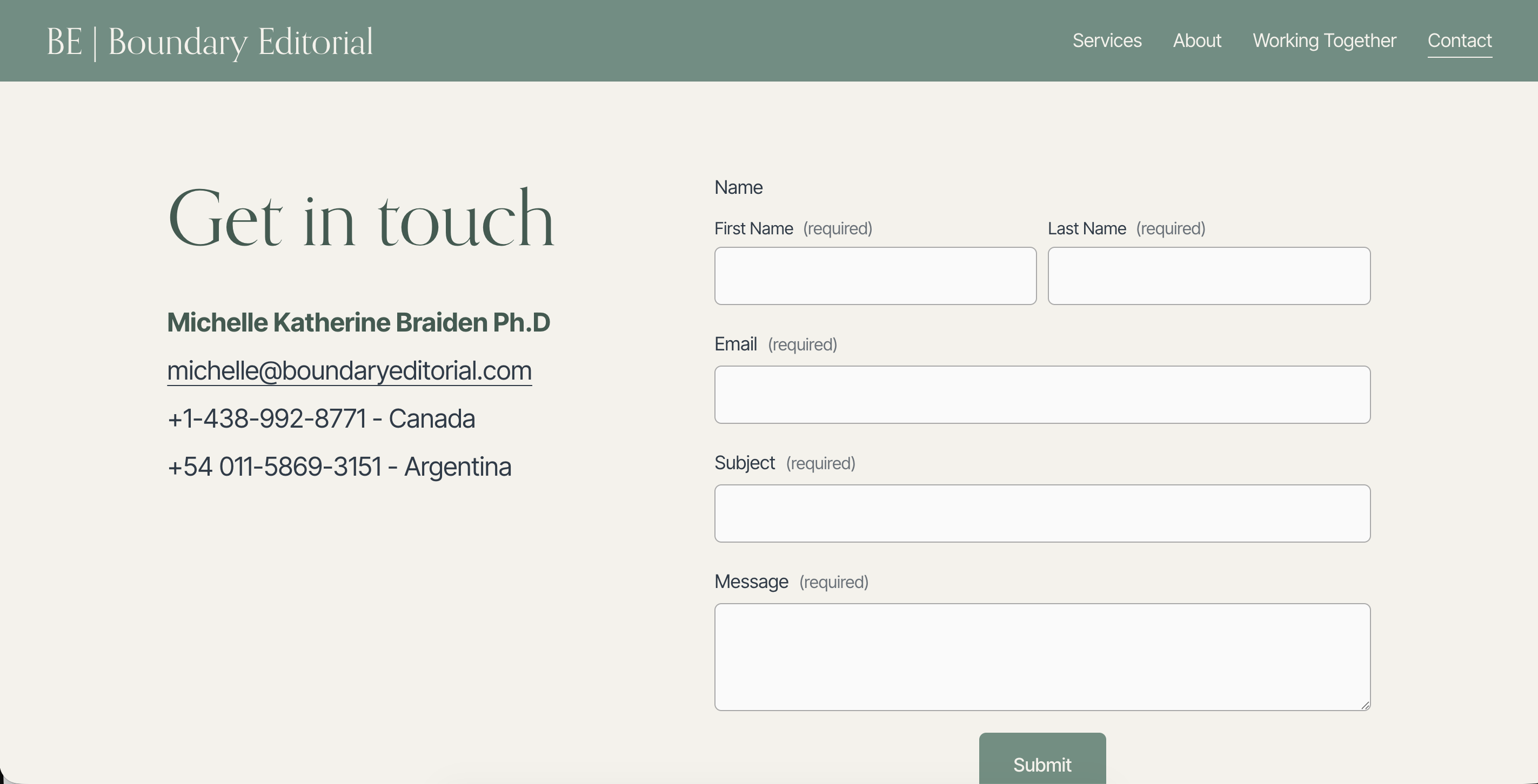 Boundary Editorial contact page