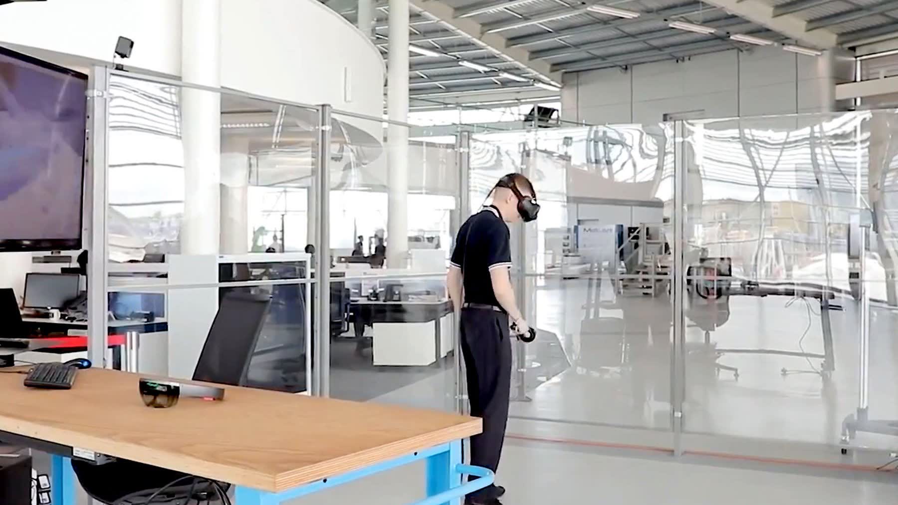 Researcher at immersive training facility site visit