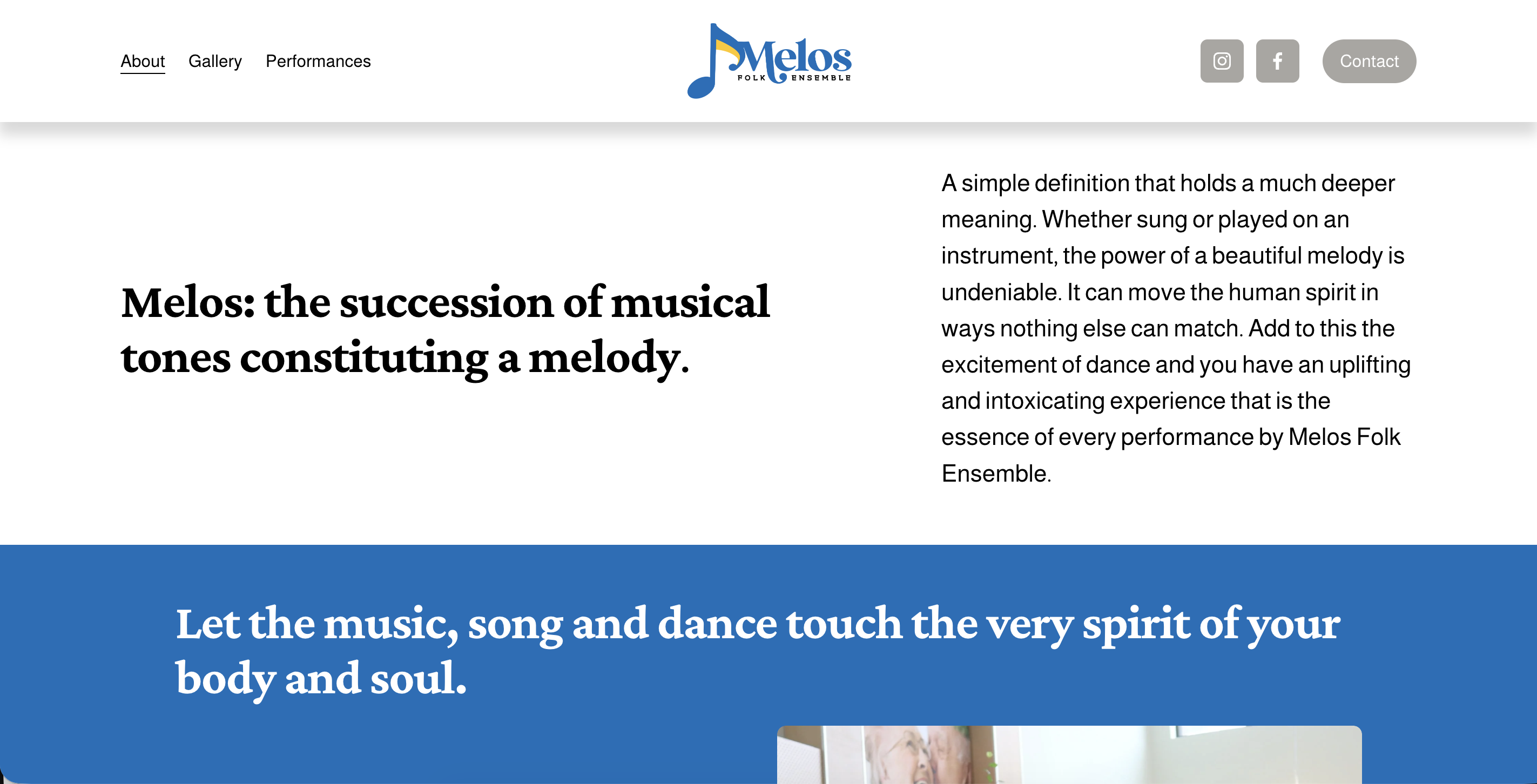 Melos website desktop view