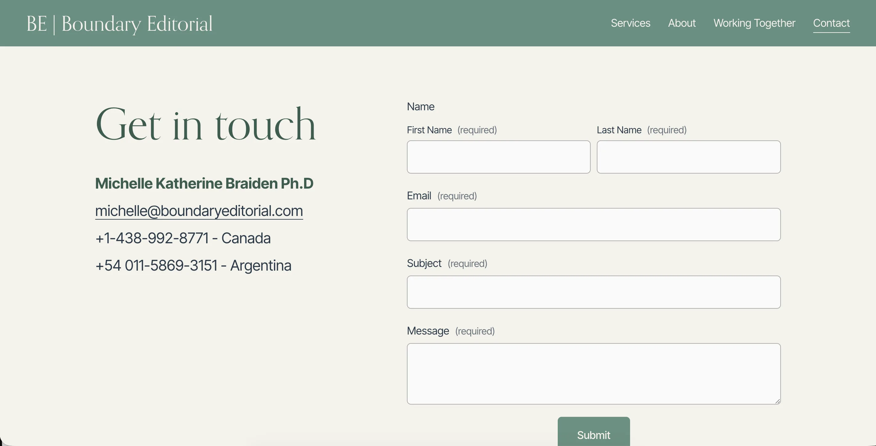 Boundary Editorial contact page