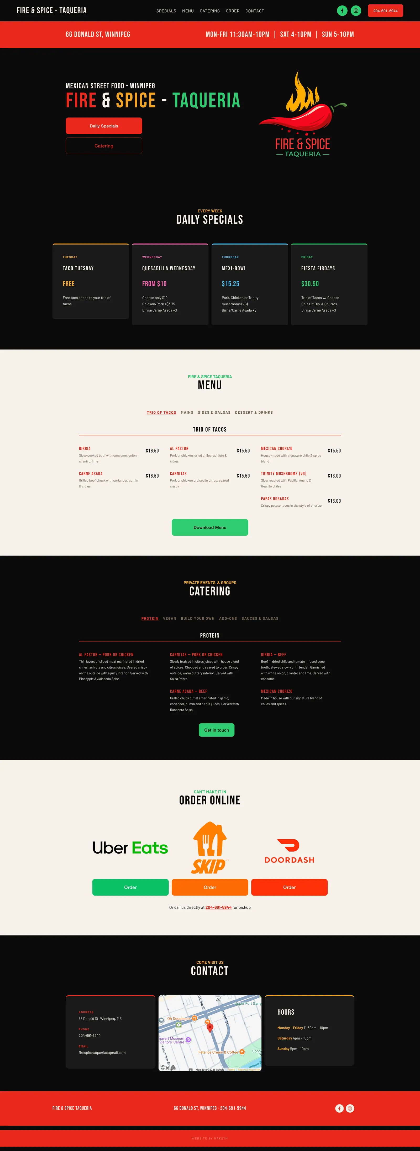 Fire & Spice full page screenshot