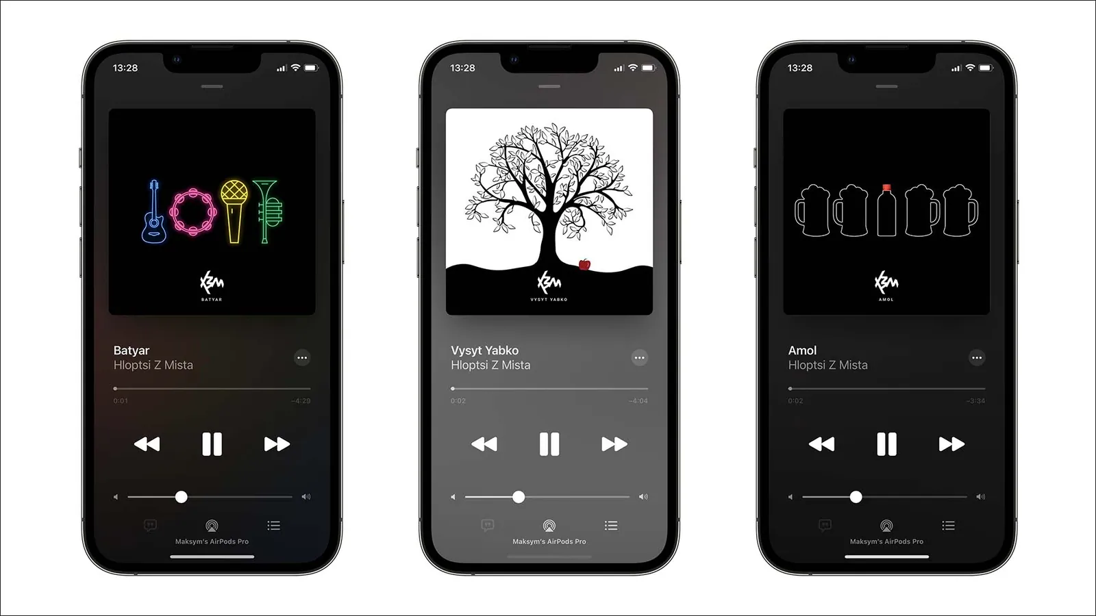 The three X3M singles — Batyar, Vysyt Yabko, and Amol — shown on streaming players